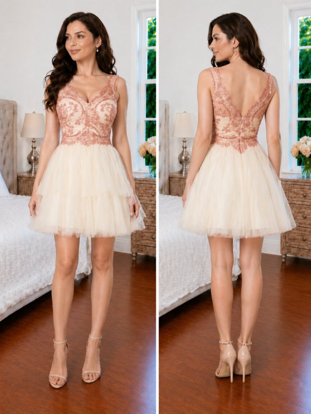 Marchesa Notte Mila Beige Red Lace Tulle Dress $795